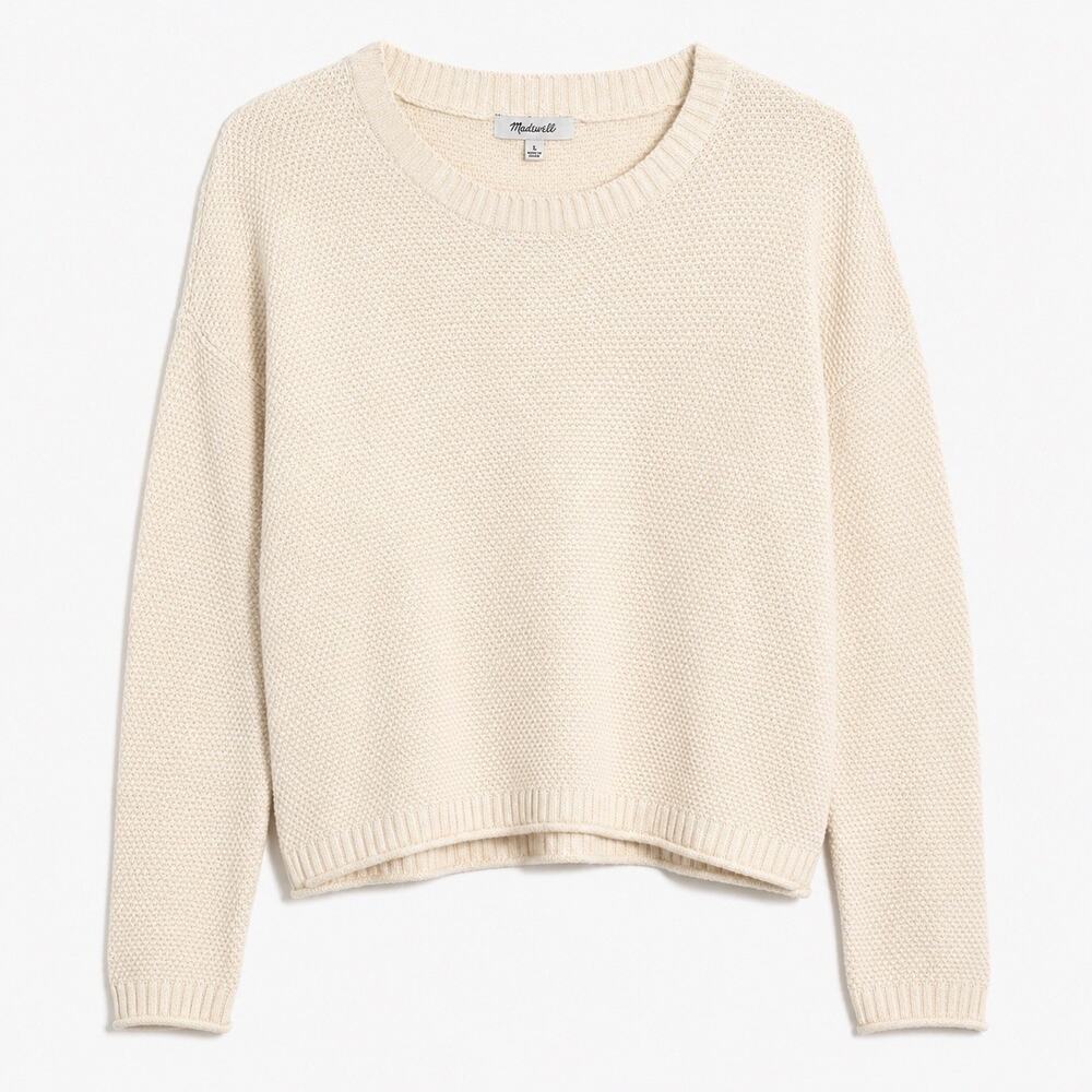 Madewell Sweater Womens Large Cream Knit Pullover Long Sleeve Cozy Casual